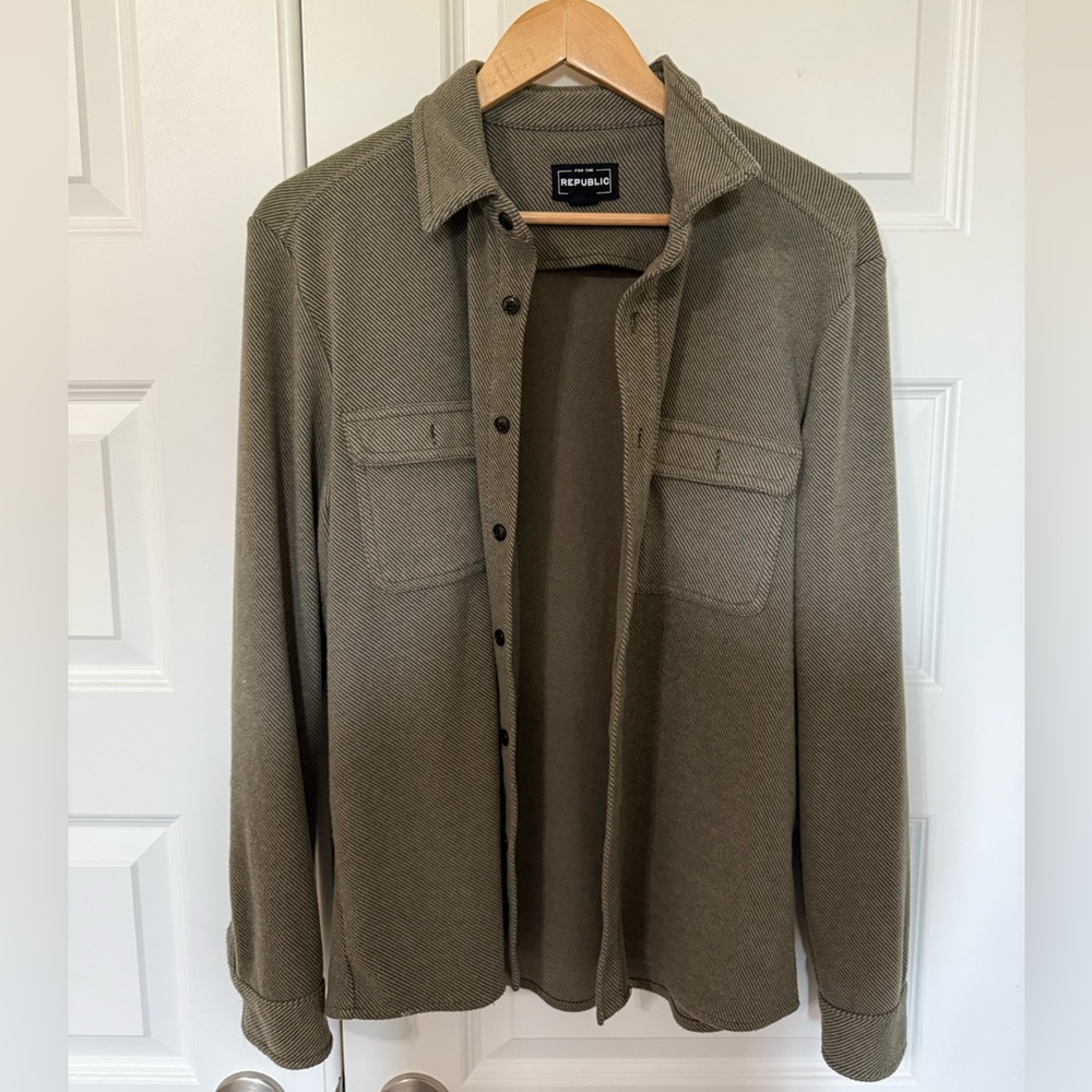 For The Republic Green Lightweight Shirt Jacket